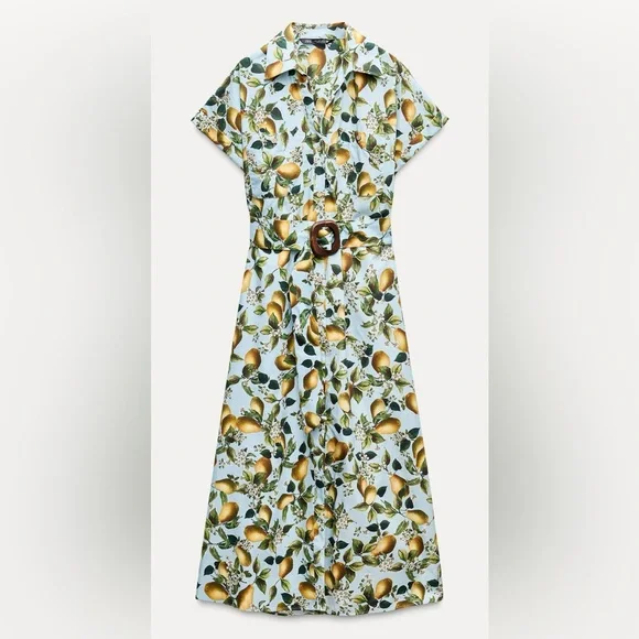 Zara Fruit Print Midi Dress - Picture 5 of 11